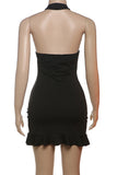 Plunging Halter Mini Dress