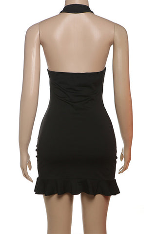 Plunging Halter Mini Dress