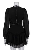 Elegant Lace Trim Ruffled Dress