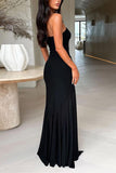 Strapless Twist-Front Maxi Dress