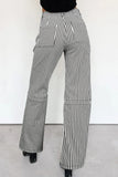 Stripe Patch Pocket High Waist Denim Jeans