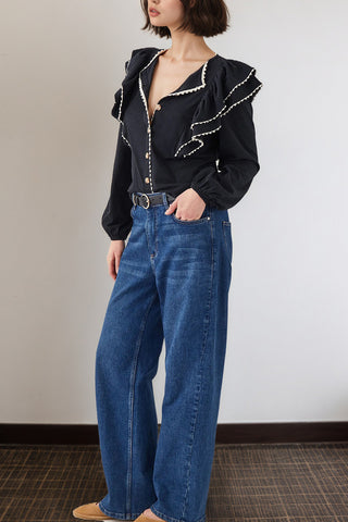 Ruffled Button-Up Blouse