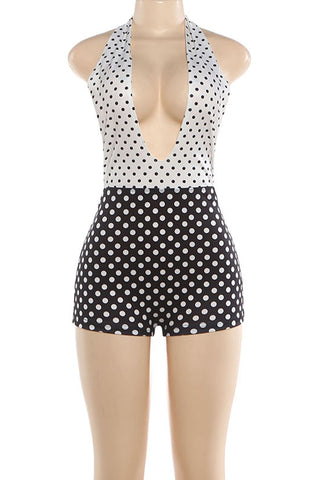 Polka Dot Halter Neck Romper