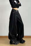 Wide-Leg Casual Pants with Button Detail