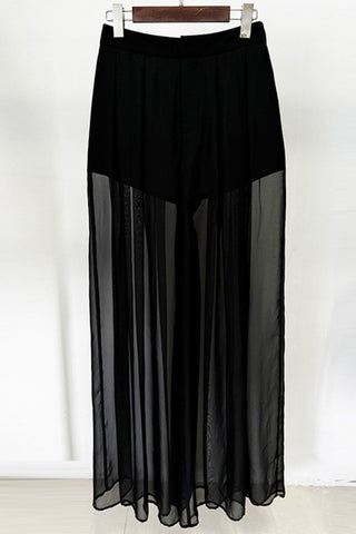 Sheer Mesh Layered Panel Pants