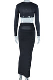 Elegant Long Sleeve Skirt Set