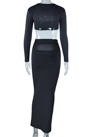 Elegant Long Sleeve Skirt Set