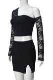 Lace Sleeve Asymmetrical Skirt Set