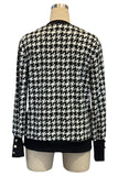 Houndstooth V-Neck Long Sleeve Top