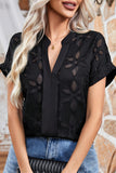 Short Sleeve Embroidered Lace Blouse