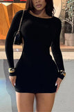 Long-Sleeve Casual Mini Dress