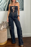 Strapless Cutout Denim Jumpsuit