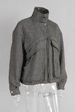 Stand-Up Collar Herringbone Jacket