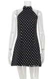 Polka Dot Halter Mini Dress