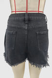 Studded Distressed Denim Shorts