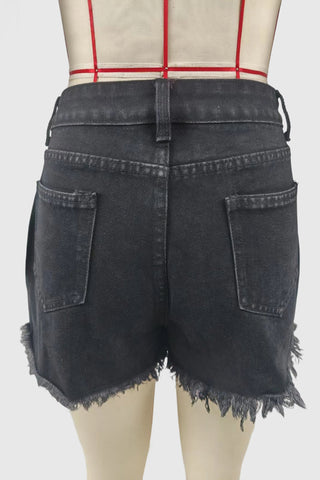 Studded Distressed Denim Shorts