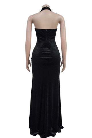 Lace-Up Halter Maxi Dress