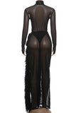 Elegant Skirt Set with Sheer Overlay