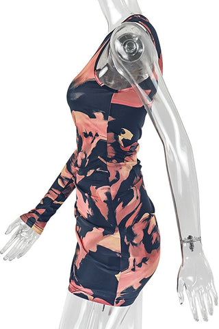 Asymmetric Tie-Dye Mini Dress