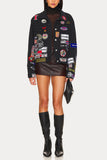 Patchwork Denim Jacket with Patterns