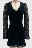 Lace-Sleeve Casual Mini Dress
