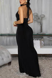 Halter Neck Evening Gown with Cutout Details