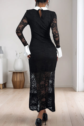 Lace Contrast Casual Dress