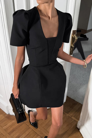 Puff-Sleeve Casual Dress