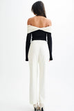 Off-Shoulder Contrast Sweater