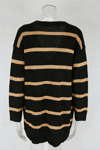 Striped Button-Front Cardigan