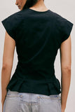 Button-Front Peplum Tank Top
