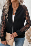 Lace-Accent Zip-Up Jacket