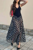 Halter Polka Dot Midi Dress