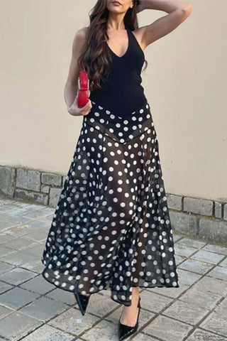 Halter Polka Dot Midi Dress