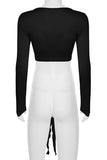 Tie-Front Long Sleeve Top