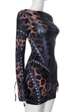 Studded Long Sleeve Mini Dress