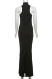 Sleeveless High-Neck Evening Gown