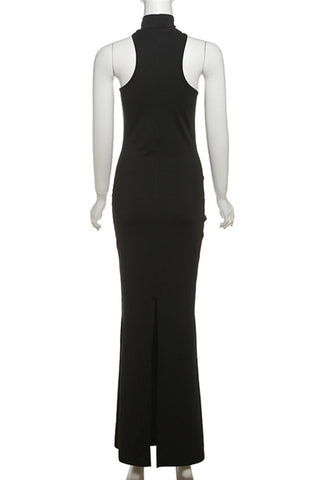 Sleeveless High-Neck Evening Gown