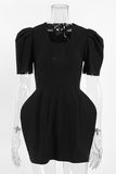 Sculpted Sleeve Evening Mini Dress