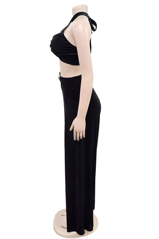 Halter Cutout Wide-Leg Pants Set