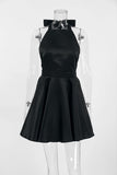 Halter-Neck Flare Evening Dress