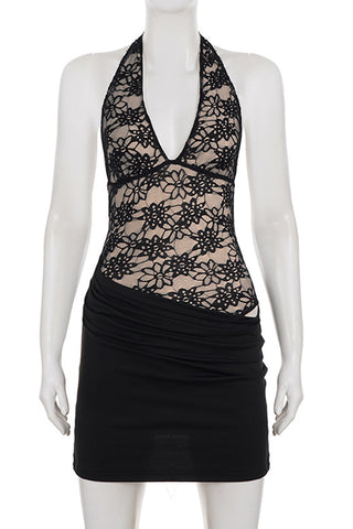 Lace Halter Mini Dress