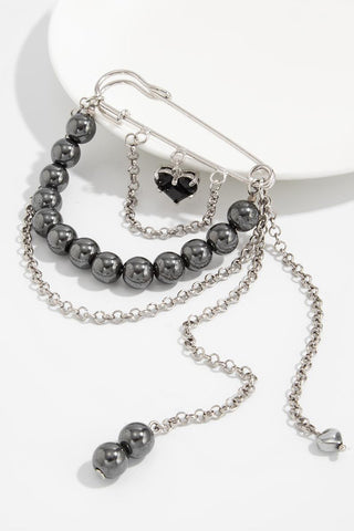 Stylish Safety Pin Brooch with Chains