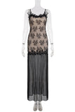 Lace Overlay Evening Dress