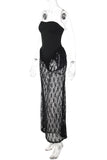 Strapless Lace Overlay Evening Dress