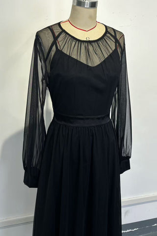 Sheer Sleeve Casual Maxi Dress