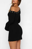 Asymmetrical Neckline Mini Dress
