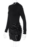 Long Sleeve Sequin Evening Dress