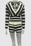 Striped V-Neck Short Set
