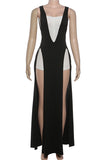 Patchwork Cut-Out Evening Dress